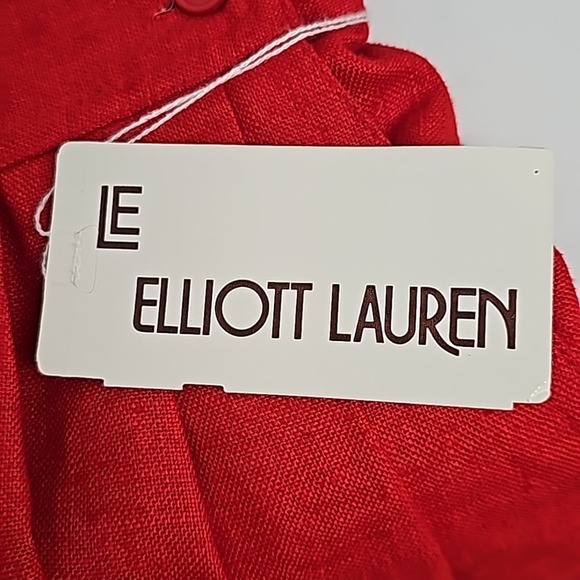 Elliot Lauren Vintage 100% Linen Midi Skirt Red Side Zip & Button Size 10 (NWT) - Picture 5 of 9